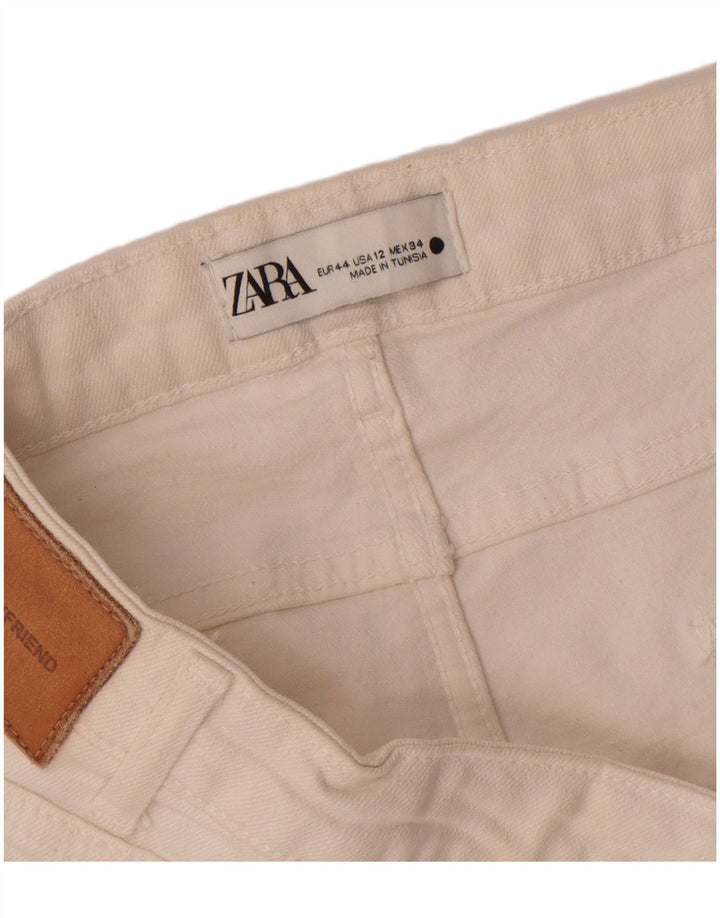 Zara Vaqueros Rectos Desgastados para Mujer EU 44 XL W34 L28 Blanco