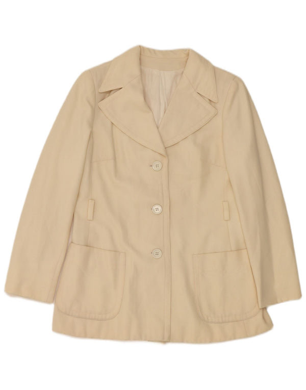 Vintage mujer 3 botones Blazer chaqueta IT 46 grande de blanco