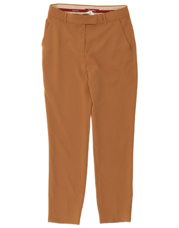 Max Mara Mujer Crop Traje Pantalones UK 8 Small W30 L25 Acetato Beige