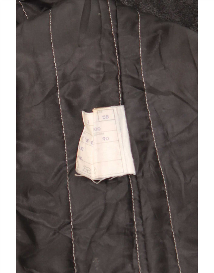 Vintage hombres cuero abrigo Reino Unido 40 grande negro