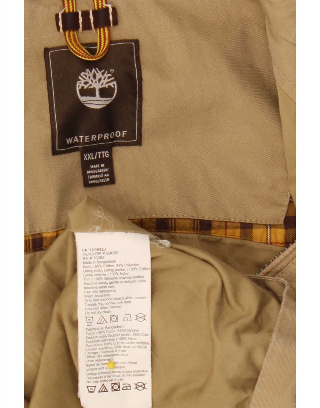 Timberland Chaqueta Bomber para Hombre UK 44 2XL Algodón Beige