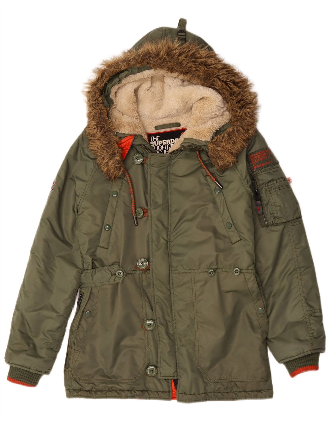 SUPERDRY Chaqueta parka con capucha para hombre UK 36 Small Green Nylon