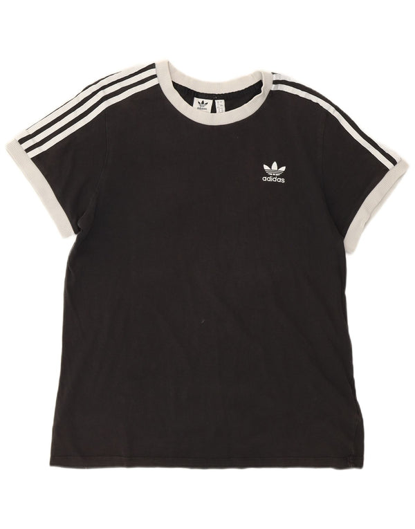 ADIDAS Camiseta gráfica para mujer Top UK 12 Mediano Algodón negro