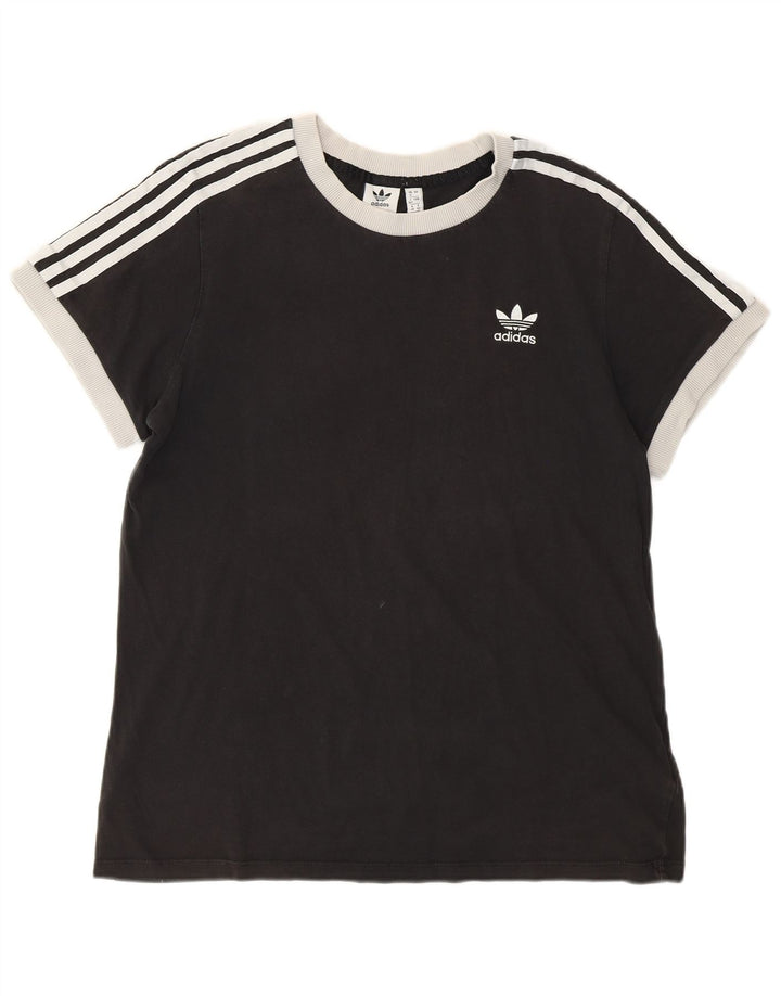 ADIDAS Camiseta gráfica para mujer Top UK 12 Mediano Algodón negro