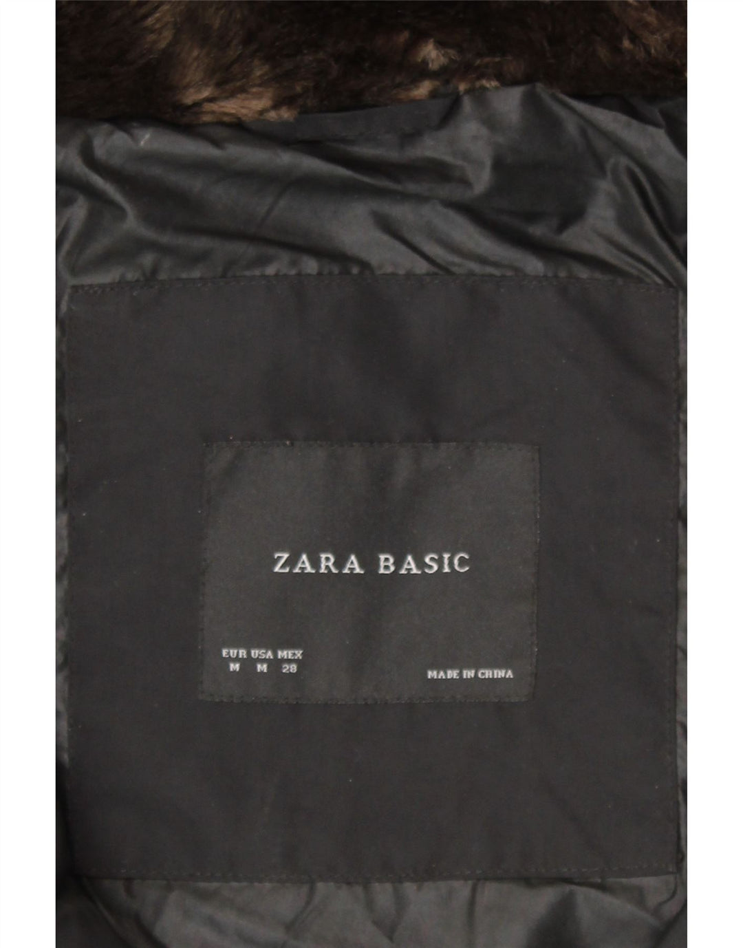 Zara Mujer Chaqueta Acolchada Con Capucha UK 44 Mediana Poliéster Negro