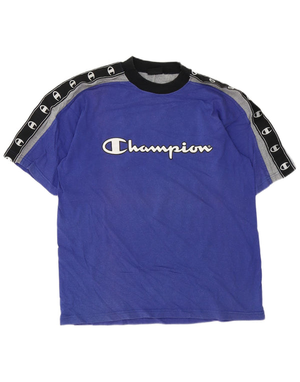 Champion Camiseta gráfica para hombre Top grande de algodón con bloques de color azul