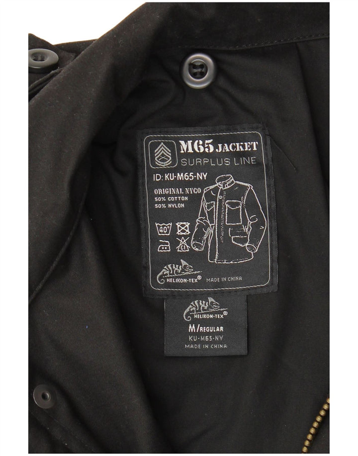 Vintage hombres regular fit chaqueta militar Reino Unido 38 algodón negro medio