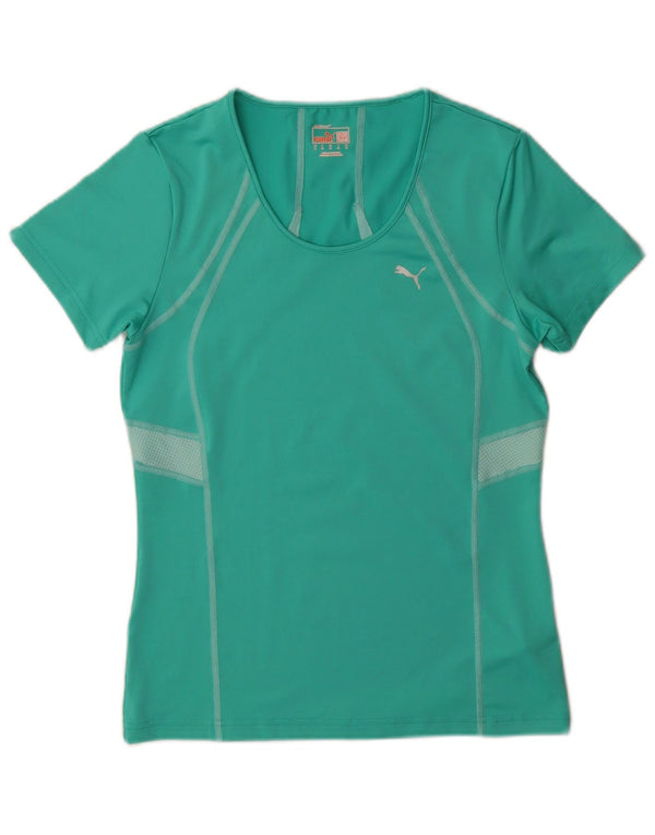 Puma Camiseta para mujer Top UK 12 Medio Verde Colorblock Poliéster