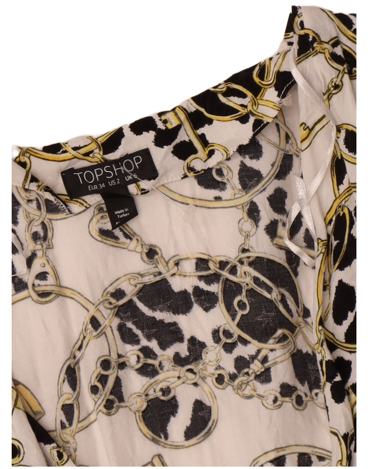 Topshop Cárdigan cruzado de gran tamaño con estampado abstracto para mujer UK 6 XS Blanco