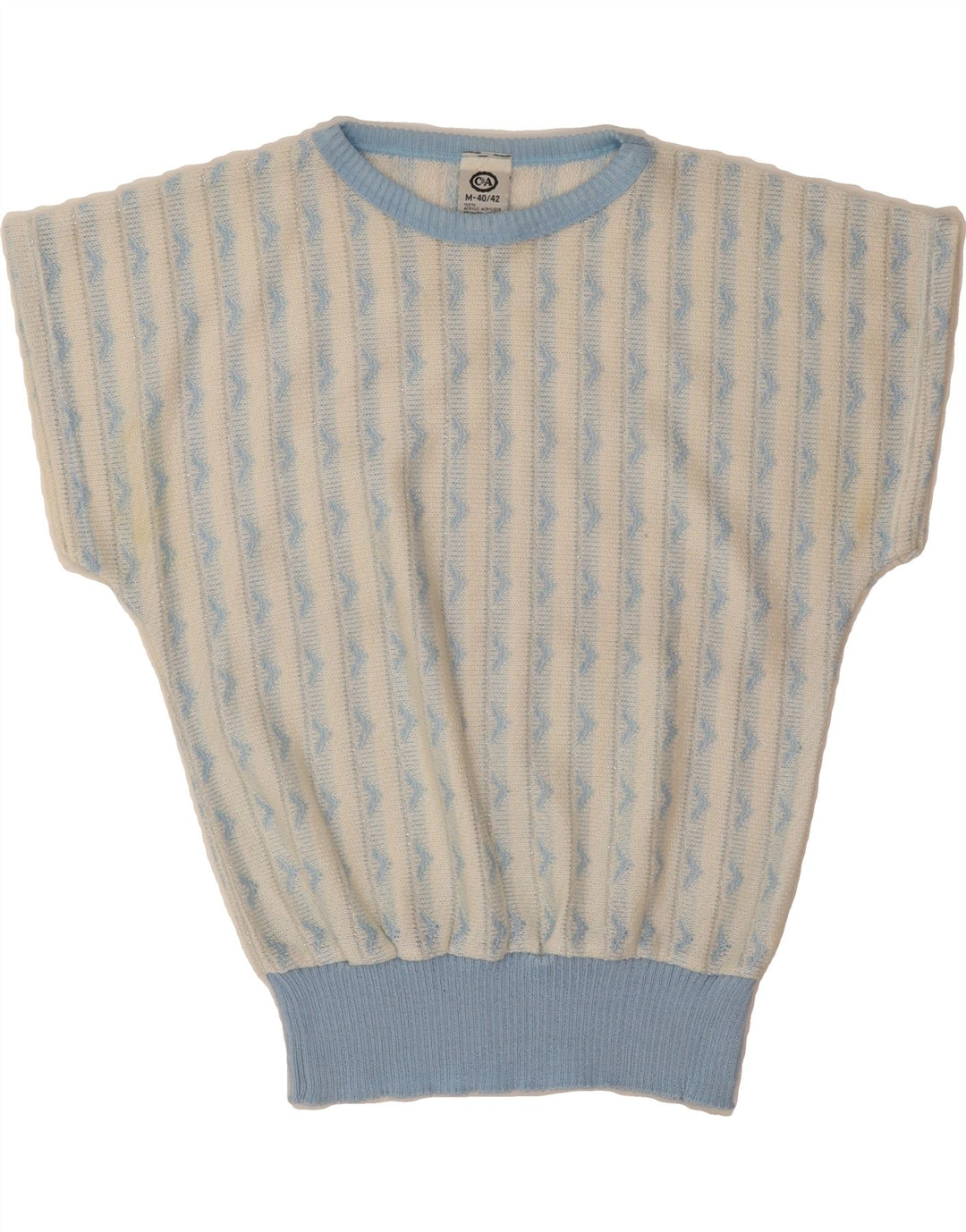 C&A Womens Crew Neck Jumper Sweater EU 40/42 Medium White Striped Vintage C&A and Second-Hand C&A from Messina Hembry 