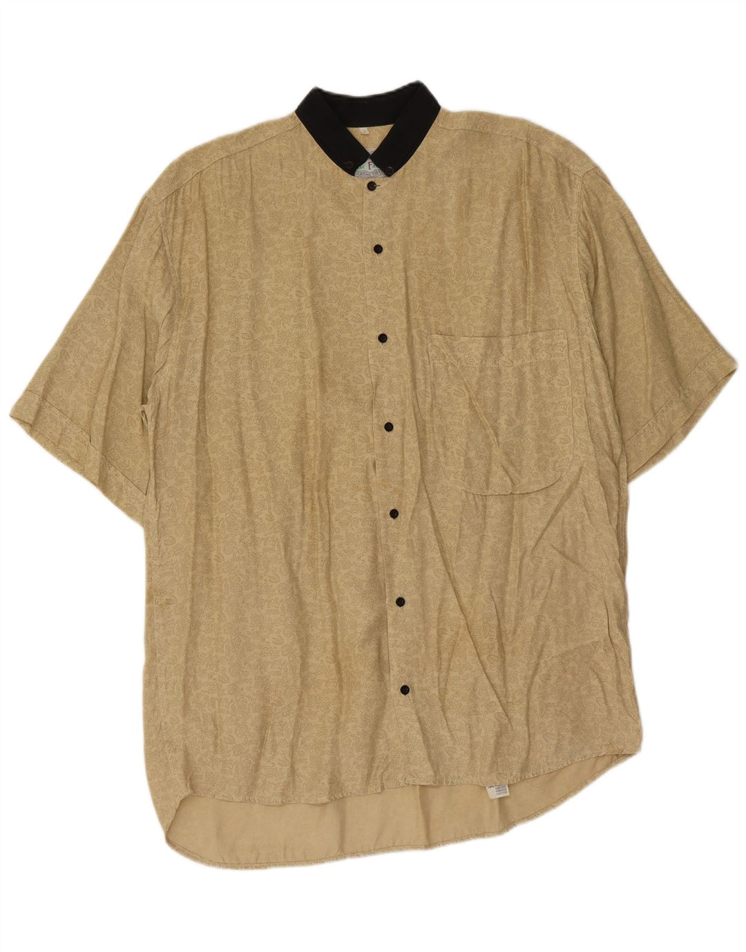 Mac Fashion Camisa holgada de manga corta para hombre de viscosa floral beige pequeña