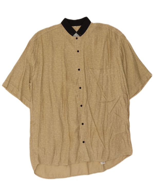 Mac Fashion Camisa holgada de manga corta para hombre de viscosa floral beige pequeña