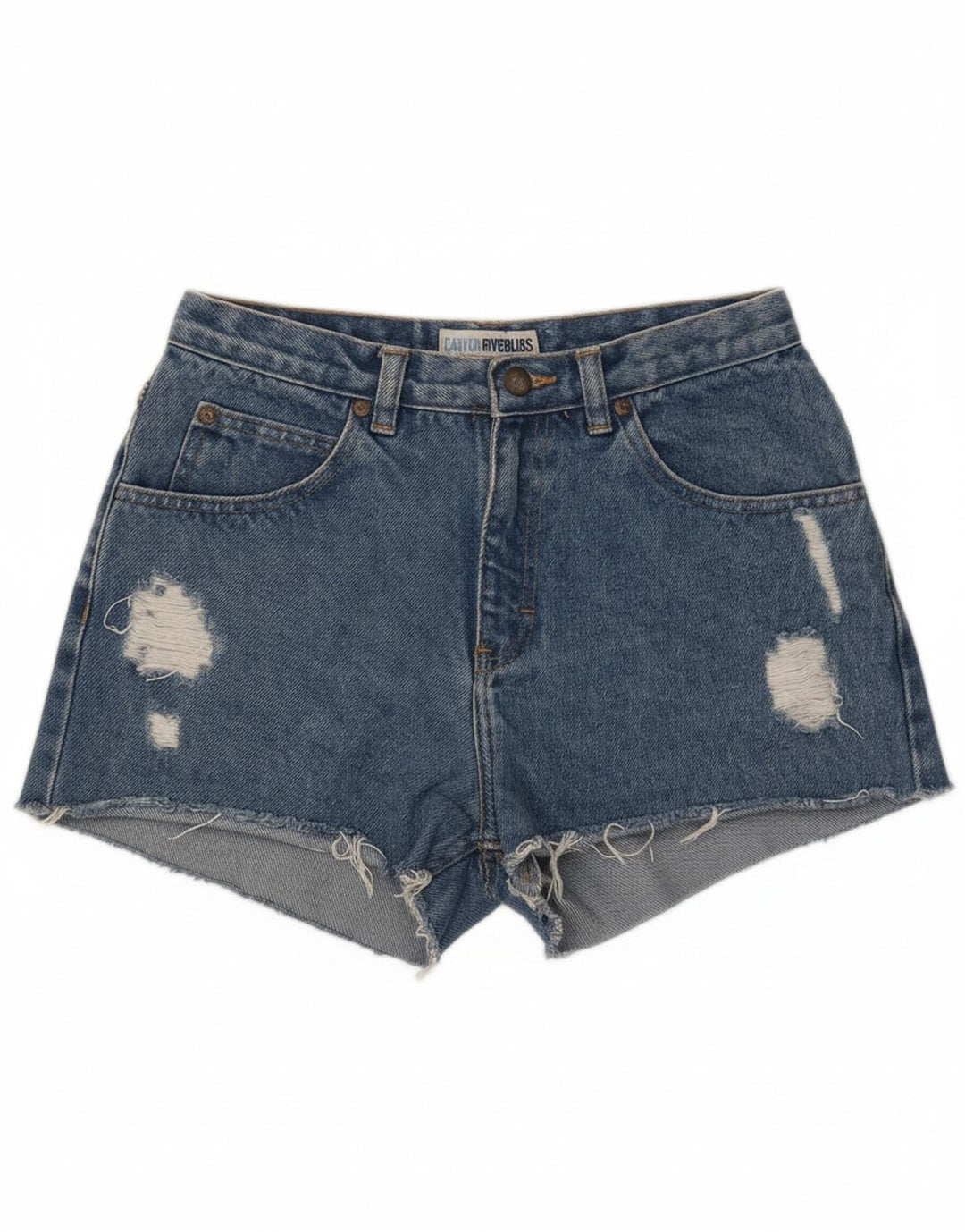 CANYON RIVER BLUES Womens Distressed Denim Hot Pants W29 Medium Blue