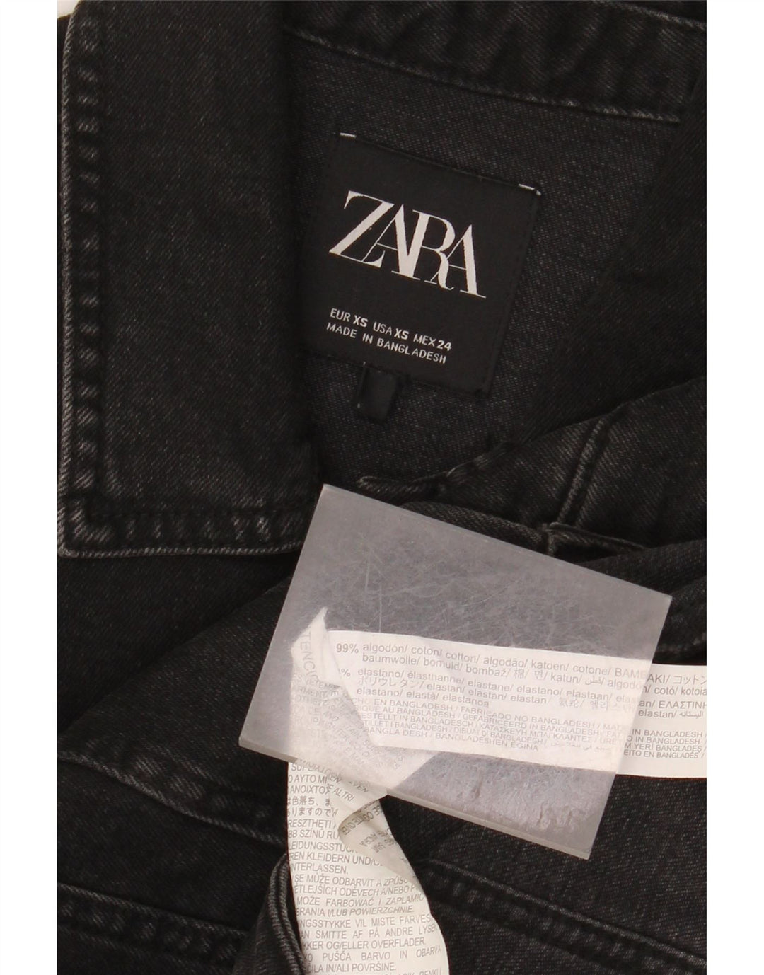 Zara Mujer Chaqueta Vaquera UK 6 XS Algodón Negro