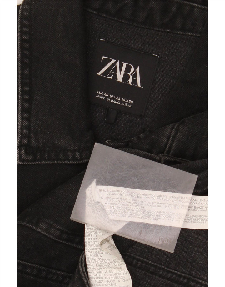 Zara Mujer Chaqueta Vaquera UK 6 XS Algodón Negro