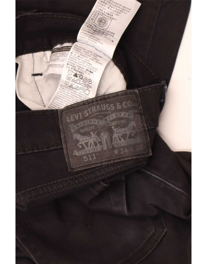 Levi's Hombre 511 Slim Jeans W34 L32 Algodón Negro
