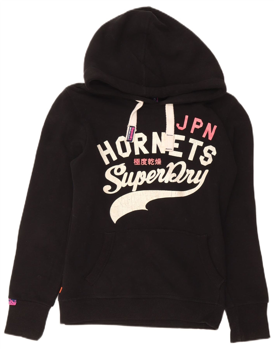 Superdry Jersey con capucha y estampado de Hornets para hombre, talla S, algodón negro