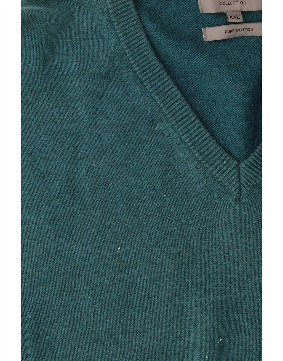Marks & Spencer - Jersey con cuello en V para hombre, talla 2XL, algodón azul