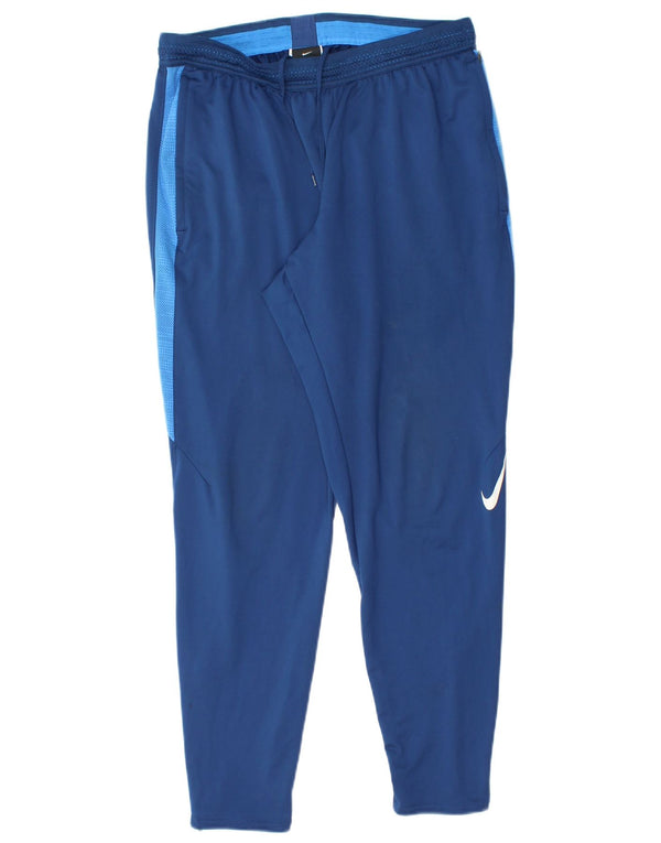 Nike Womens Dri Fit Tracksuit Trousers UK 14 Large Blue Colourblock