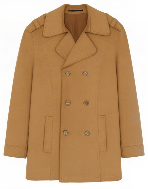 Vintage hombres ante doble pecho abrigo Reino Unido 36 pequeño beige