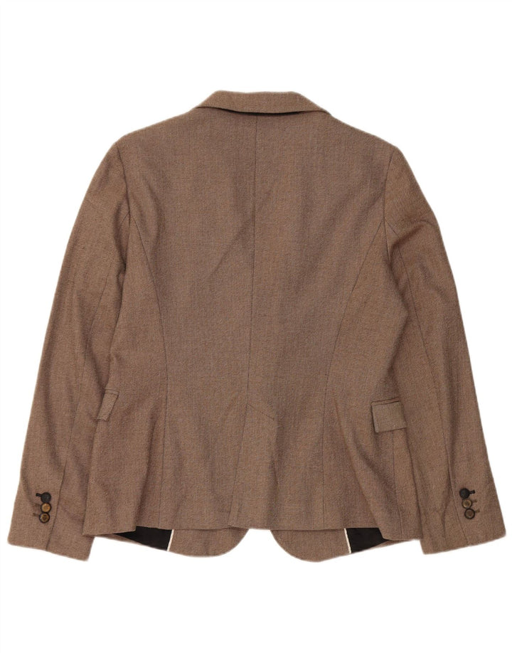Zara Chaqueta Blazer De 1 Botón Para Mujer UK 44 Grande Poliéster Marrón
