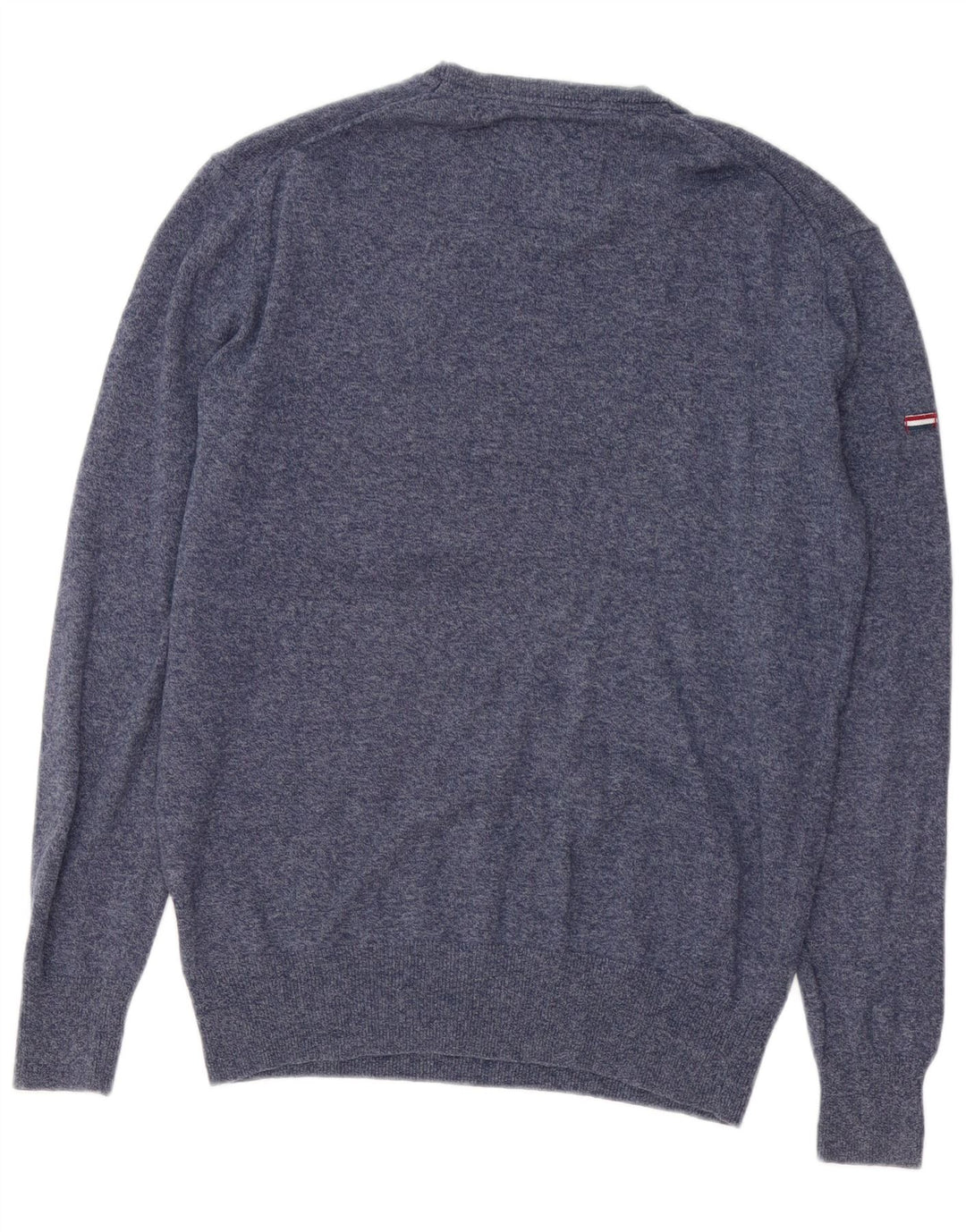 SUPERDRY Jersey de cuello redondo para hombre de algodón moteado en azul marino medio