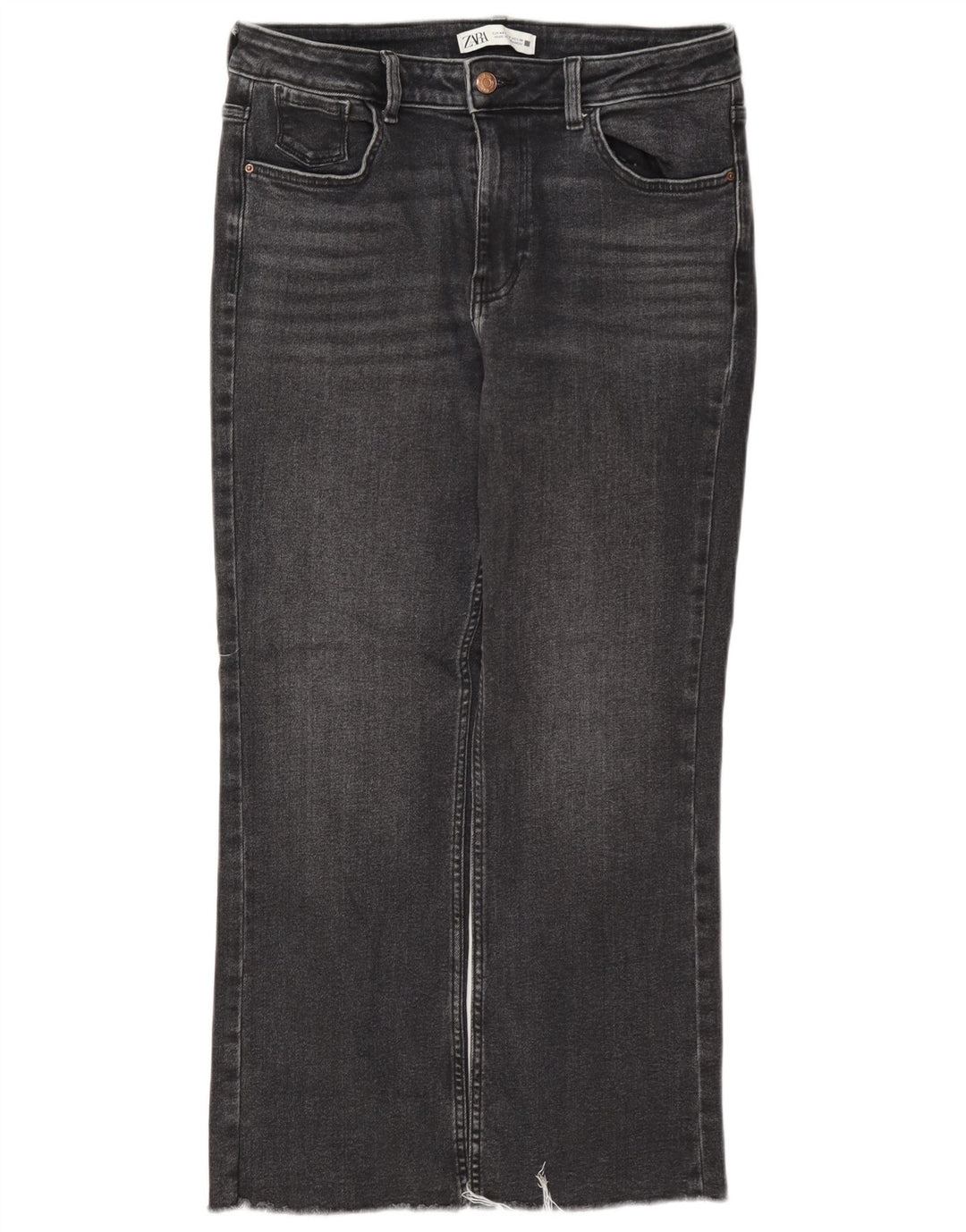 Zara Mujer Vaqueros Cropped EU 40 Medium W30 L26 Gris
