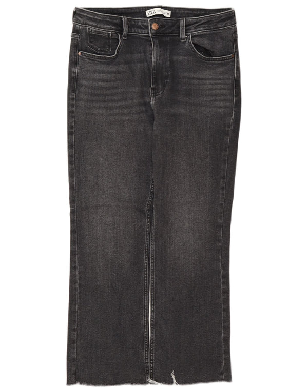 Zara Mujer Vaqueros Cropped EU 40 Medium W30 L26 Gris