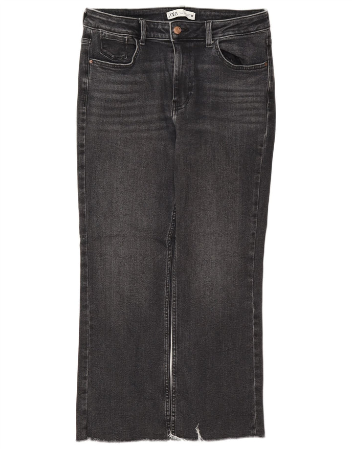 Zara Mujer Vaqueros Cropped EU 40 Medium W30 L26 Gris
