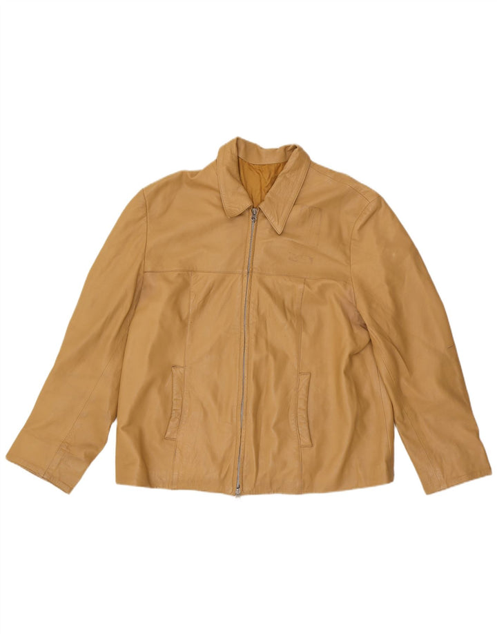VINTAGE Chaqueta de cuero para mujer IT 52 2XL Cuero beige