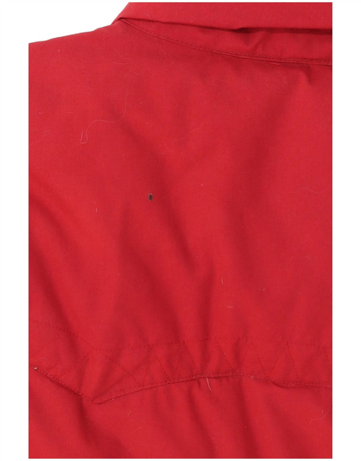 Vintage hombres acolchado Gilet Reino Unido 40 poliéster rojo grande