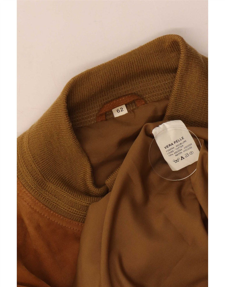 Vintage hombres ante bomber chaqueta IT 62 6XL cuero marrón