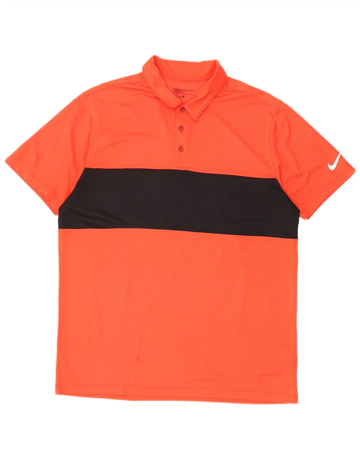 Polo Nike Dri Fit Para Hombre Poliéster Color Block Naranja Grande