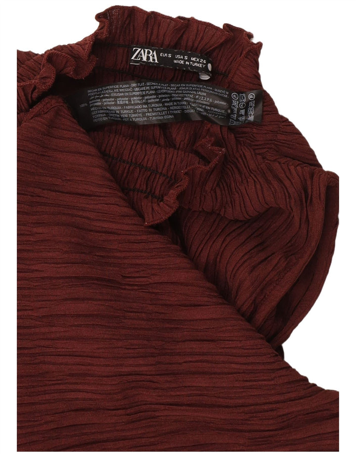 Zara Mujer Halter Top UK 10 Small Borgoña Poliéster