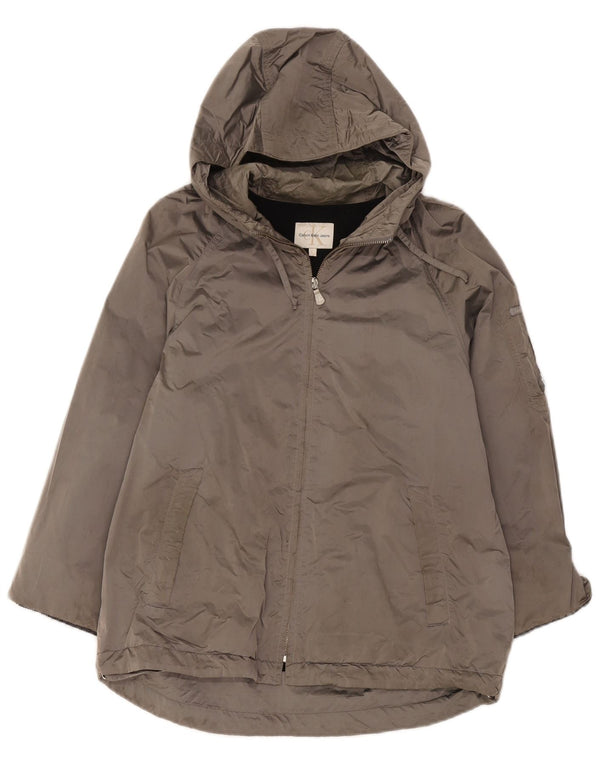 Calvin Klein Chaqueta cortavientos con capucha para mujer UK 46 Grande Gris Poliamida