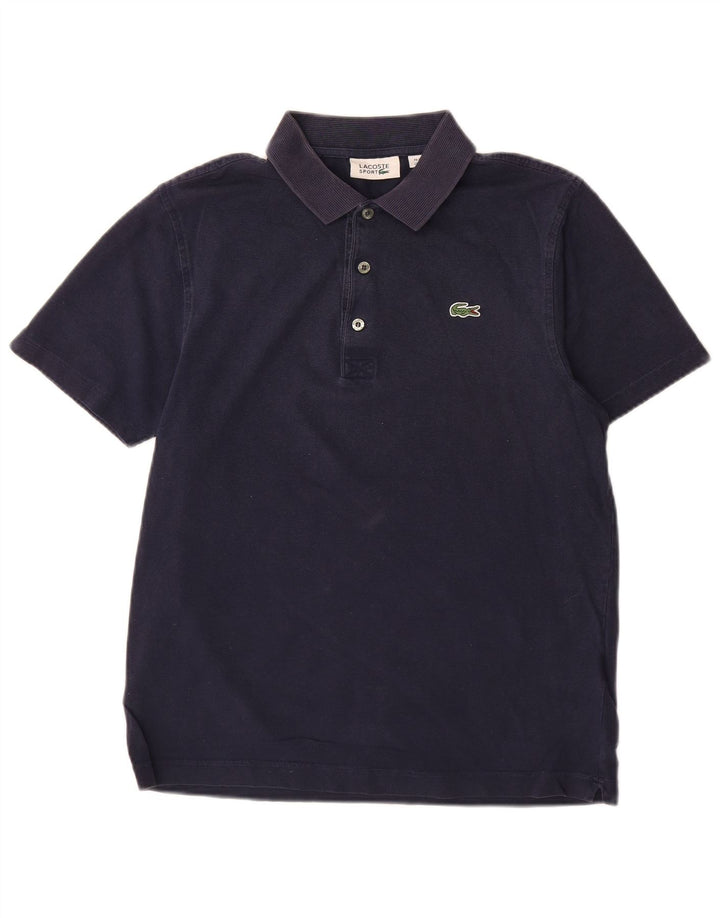 LACOSTE Polo para hombre talla 4 mediano azul marino algodón a rayas