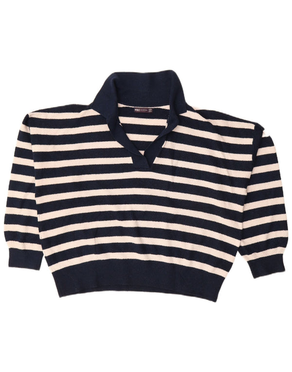 Marks & Spencer Suéter tipo jersey con cuello tipo polo para mujer UK 46 Grande Azul marino