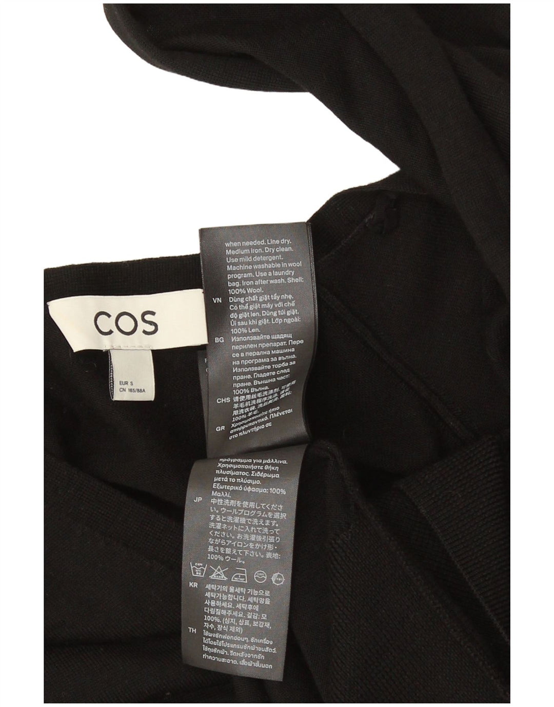 Cos Suéter tipo jersey de gran tamaño con cuello en V para mujer UK 10 Small Black Wool