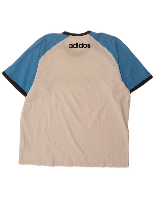 Adidas Hombre Camiseta Gráfica Top XL Blanco Colorblock Algodón