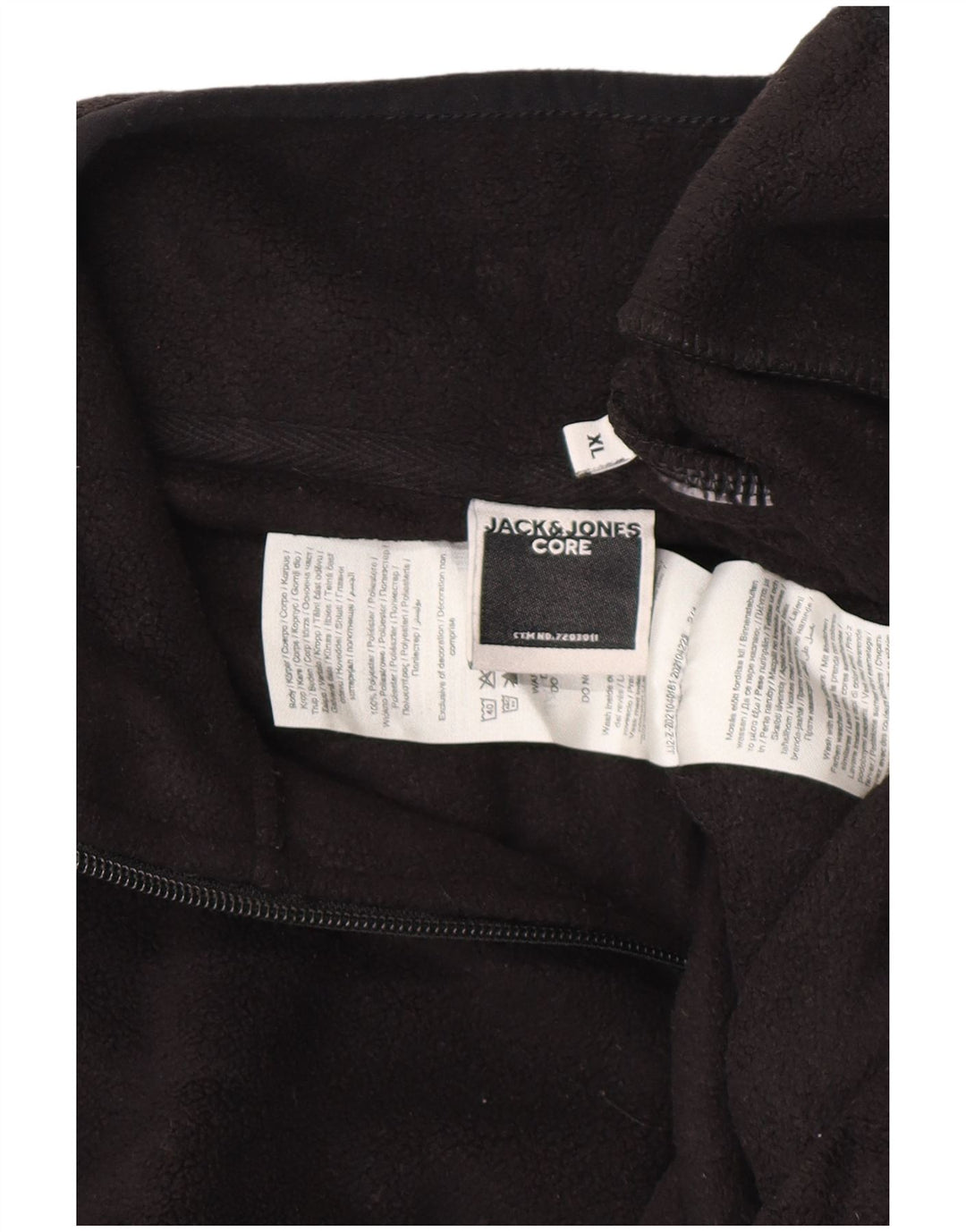 JACK & JONES Jersey polar con cremallera y cuello para hombre XL Poliéster negro