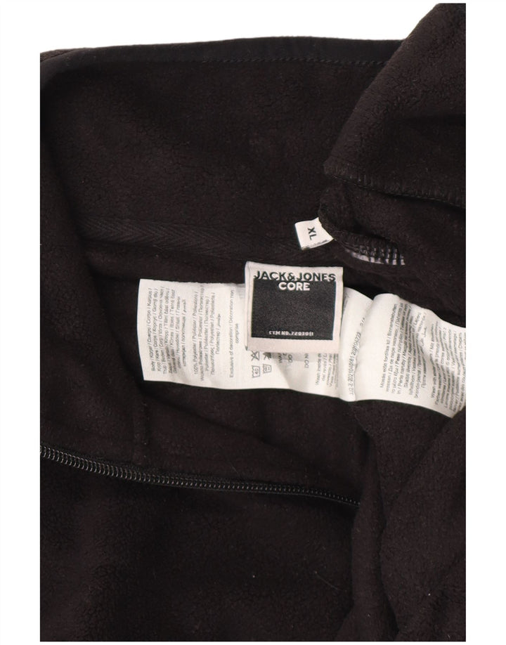 JACK & JONES Jersey polar con cremallera y cuello para hombre XL Poliéster negro