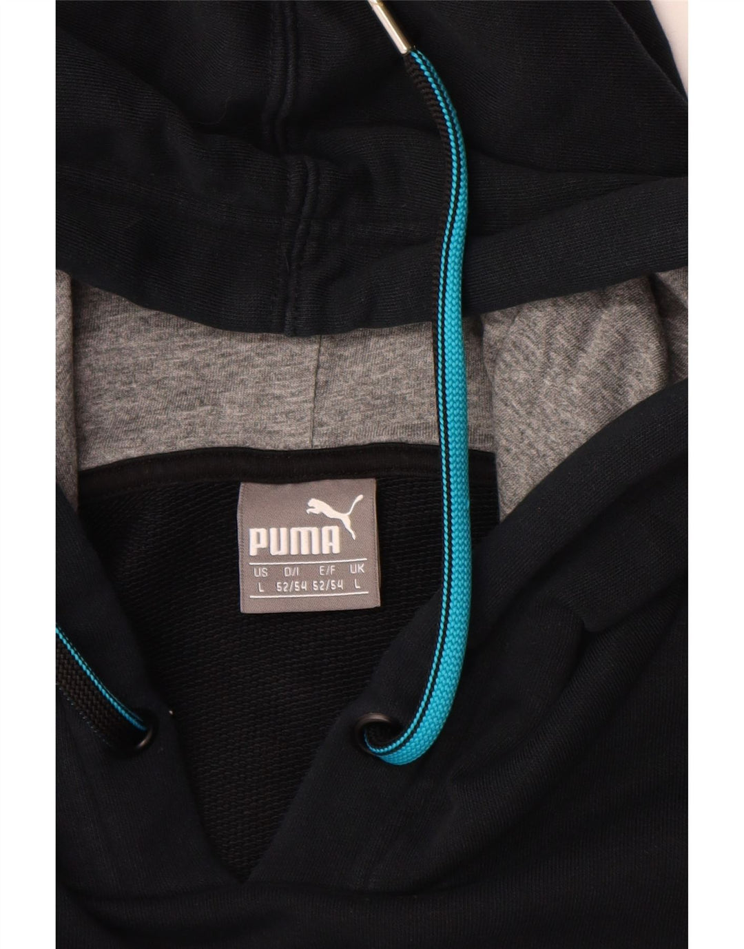 PUMA Jersey con capucha gráfica para hombre, talla grande, algodón negro con bloques de color