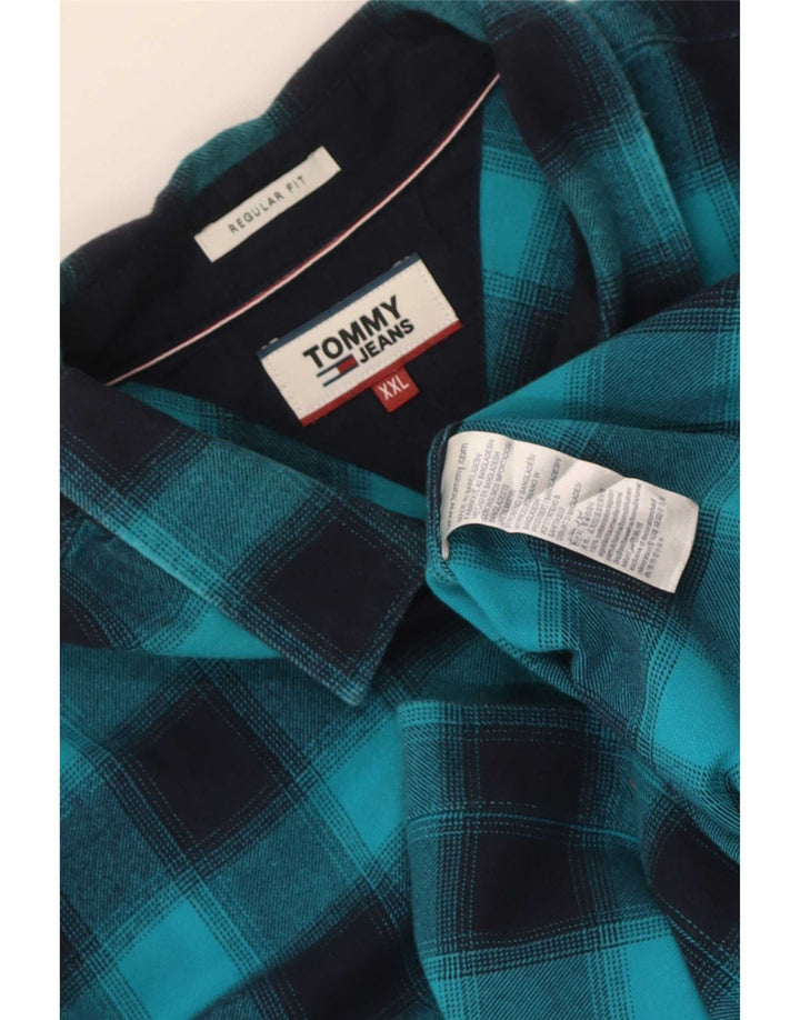 Tommy Hilfiger Camisa de franela de corte regular para hombre 2XL Algodón a cuadros azules