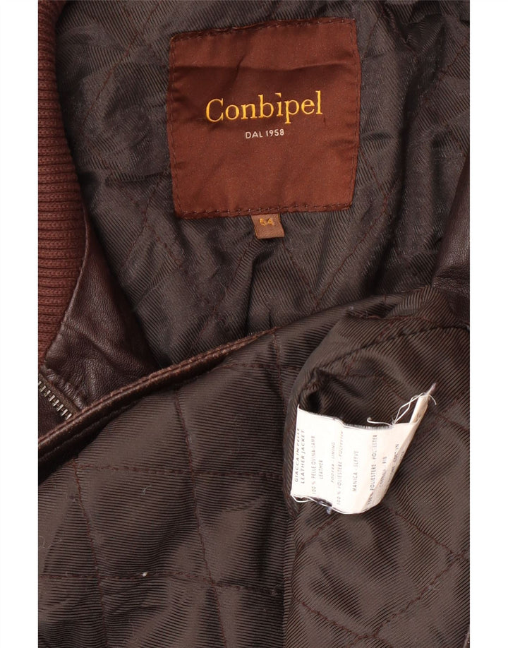 Conbipel Chaqueta Militar De Cuero Para Hombre IT 54 XL Piel De Cordero Marrón