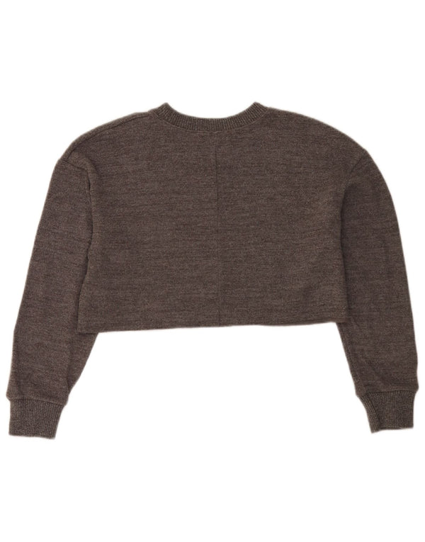 Zara Mujer Crop Oversize Top Manga Larga UK 10 Small Marrón Algodón