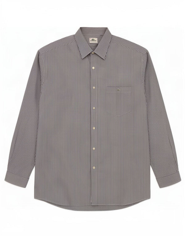 Camisa Lacoste Hombre Talla 44 XL Algodón Azul Rayas