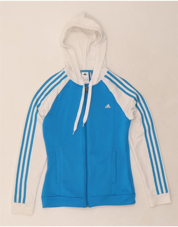 Adidas Climalite Zip Sudadera con capucha para mujer Reino Unido 8/10 Pequeño Azul Poliéster