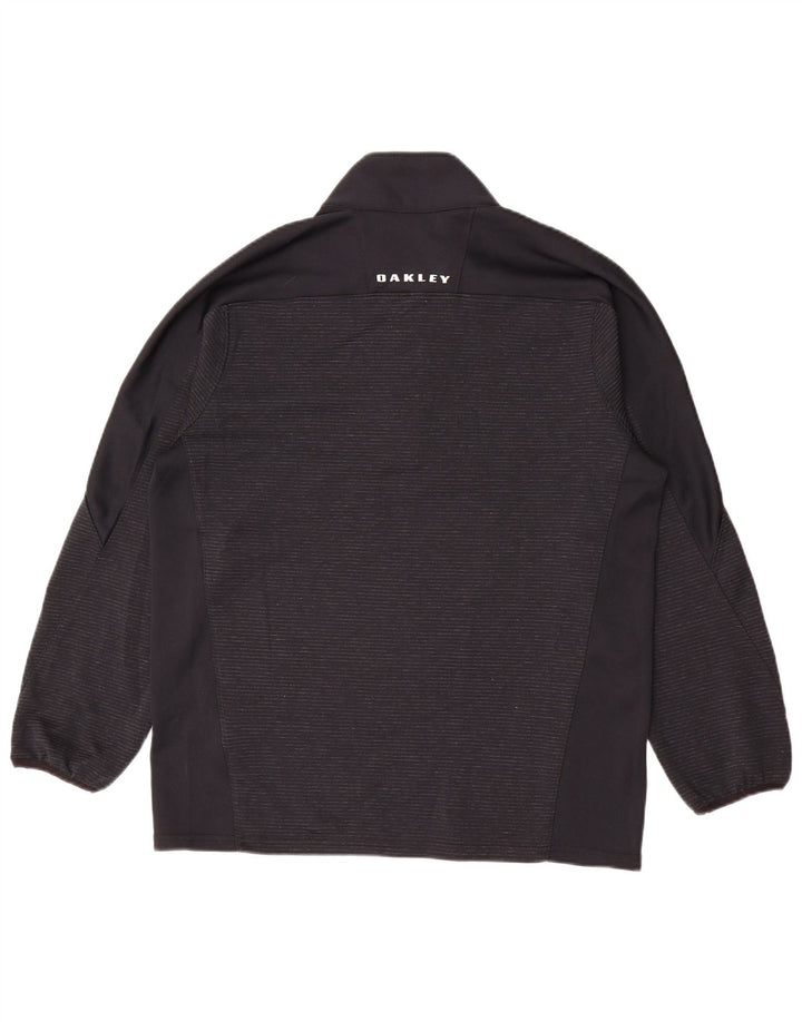 Oakley Hombre Zip Neck Jersey Chándal Top Mediano Rayas Negras