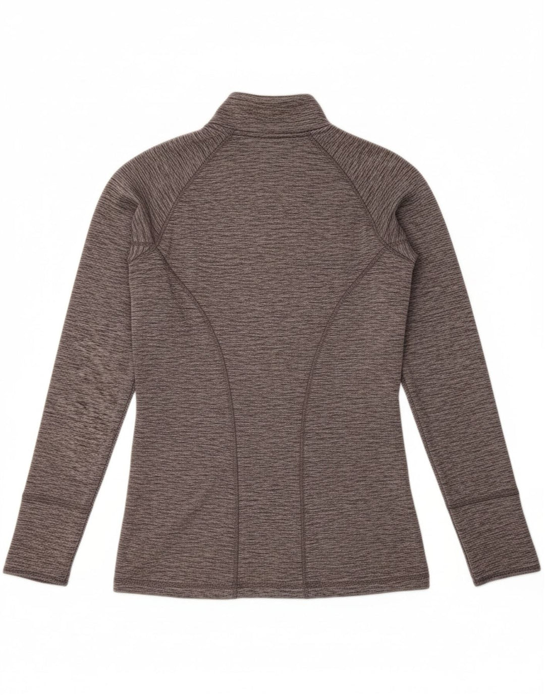 EDDIE BAUER Womens Zip Neck Top Long Sleeve UK 12 Medium Grey Flecked Vintage Eddie Bauer and Second-Hand Eddie Bauer from Messina Hembry 