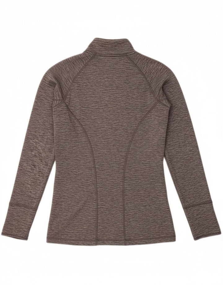 EDDIE BAUER Womens Zip Neck Top Long Sleeve UK 12 Medium Grey Flecked Vintage Eddie Bauer and Second-Hand Eddie Bauer from Messina Hembry 